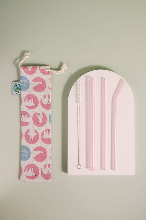 Glass straw set