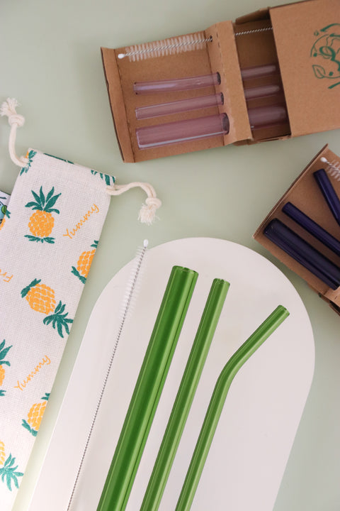 Glass straw set