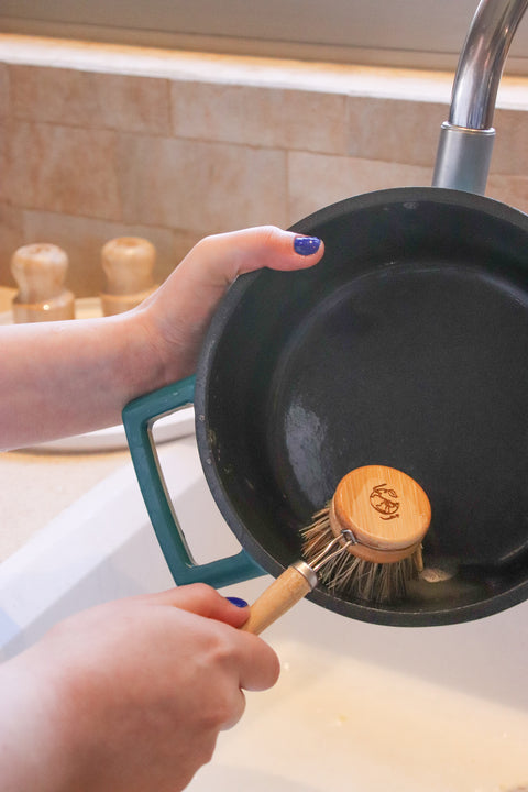 Long handle dish scrubber